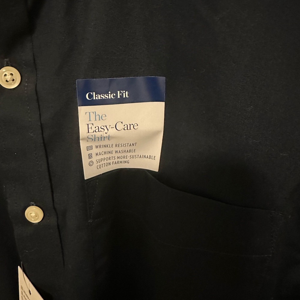 Men's Croft and Barrow Navy Button-Down Shirt - Picture 5 of 8